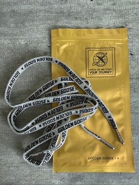 Golden Goose Black on Silver Branded Shoelaces